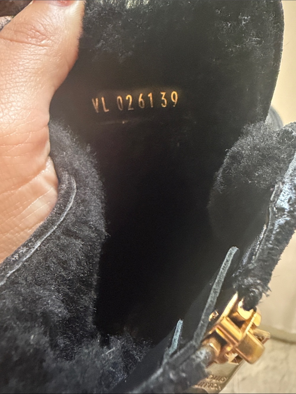 Louis Vuitton Black Suede Monogram High-Top Sneakers with Gold Hardware - Picture 7 of 7